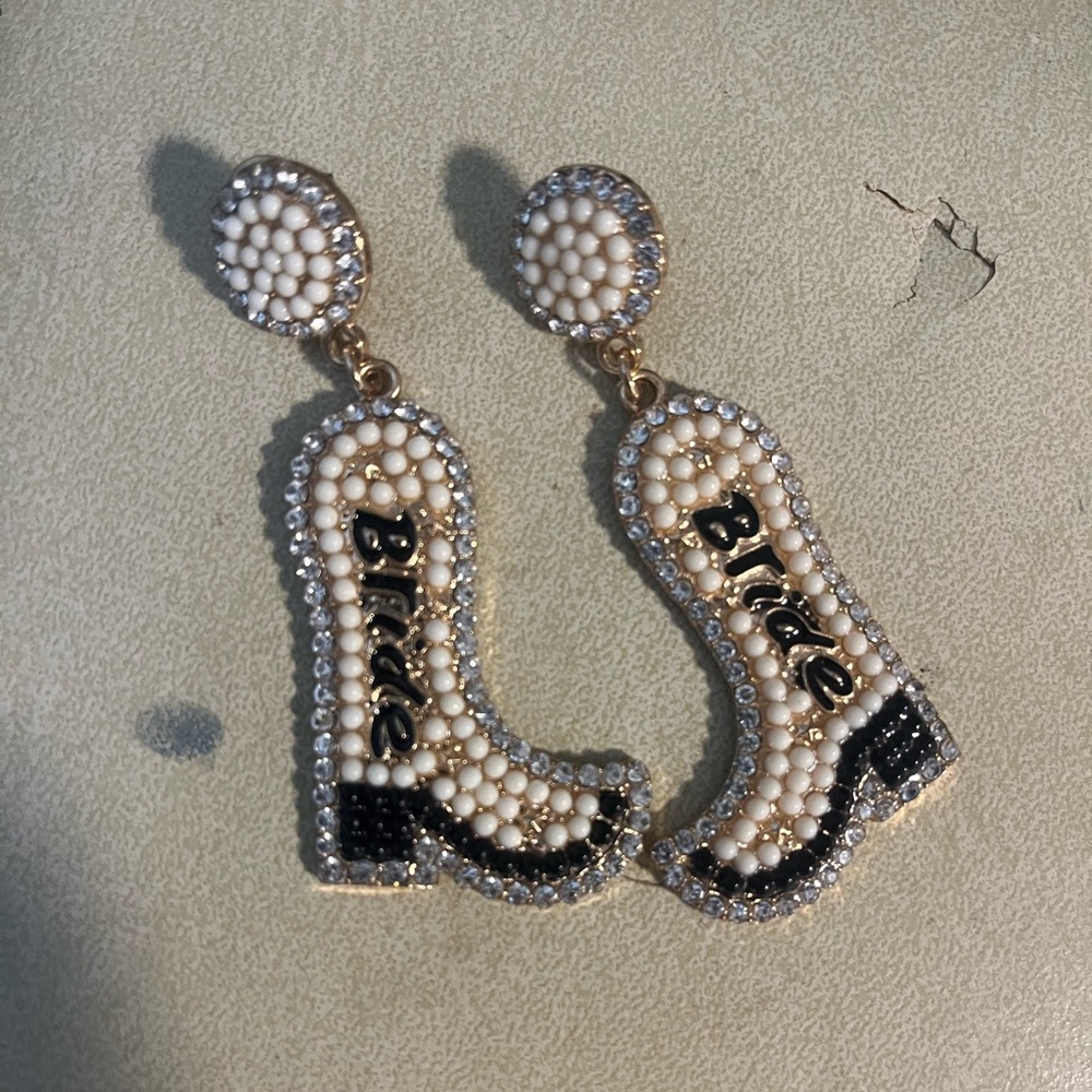Bride cowboy boot Earrings